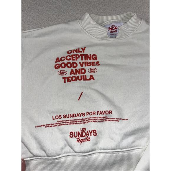 Los Sundays Tequila Crop Top Long Sleeve Sweatshirt Streetwear Size XS Graphic - Picture 2 of 8